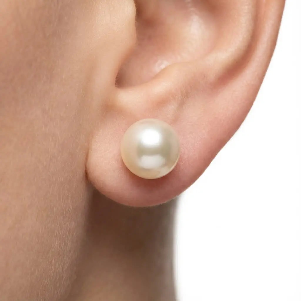 8.0-8.5mm Cream White Akoya Pearl Stud Earrings - Marina Korneev