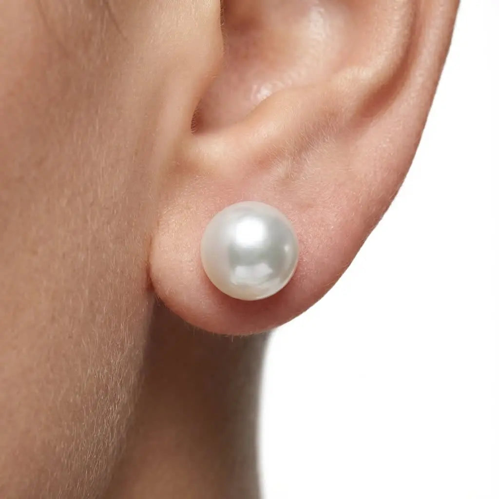 8.0-8.5mm White Akoya Pearl Stud Earrings - Marina Korneev