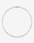 3.0-3.5mm White Seed Bead Nucleated Freshwater Pearl Necklace w/Gold Beads - Marina Korneev