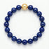 10-11mm Golden South Sea Pearl Lapis Lazuli Stretch Bracelet, frontal view