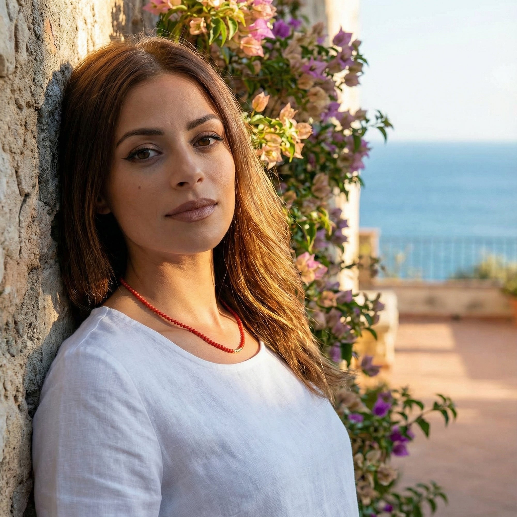 Mediterranean Coral and 14K Gold Beads Necklace - Marina Korneev