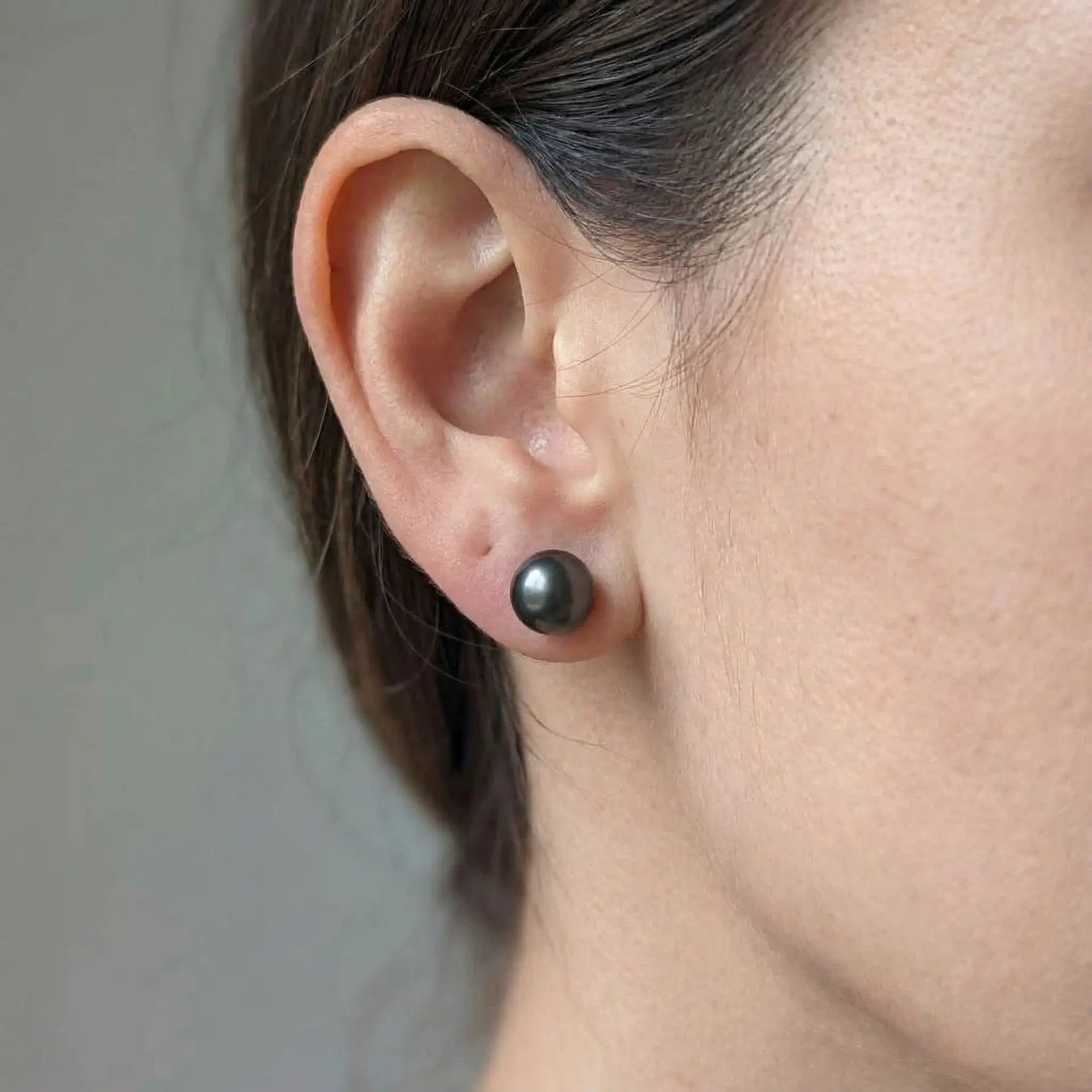 8-9mm DARK Tahitian Pearl Stud Earrings - Marina Korneev