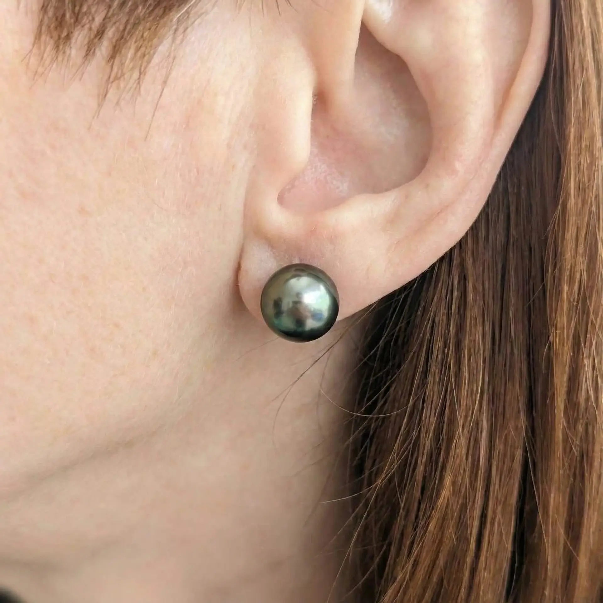 10-11mm Gray Tahitian Pearl Stud Earrings - Marina Korneev