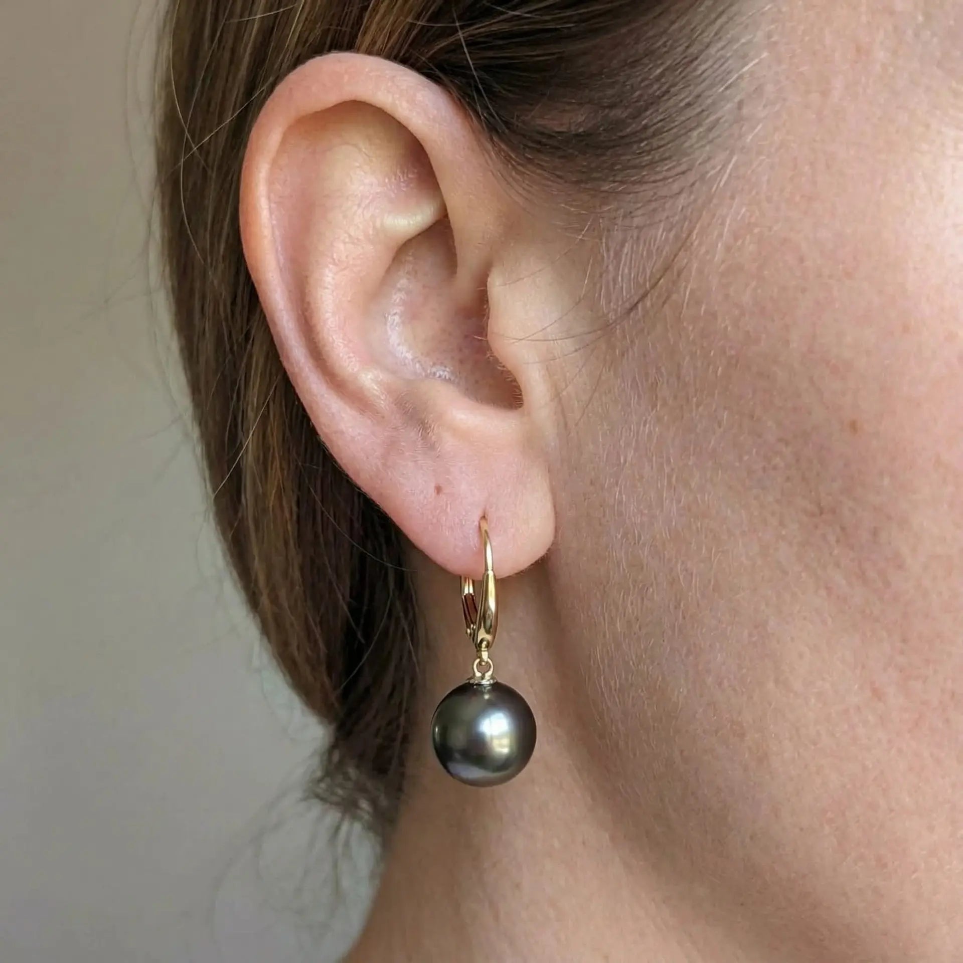 10-11mm Tahitian Pearl Dangle Lever-Back Earrings - Marina Korneev