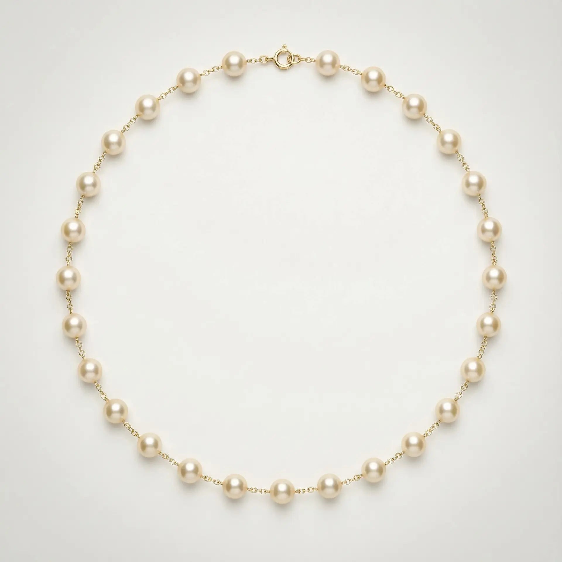 7.5-8.0mm Golden Akoya Pearl Station Necklace - Marina Korneev