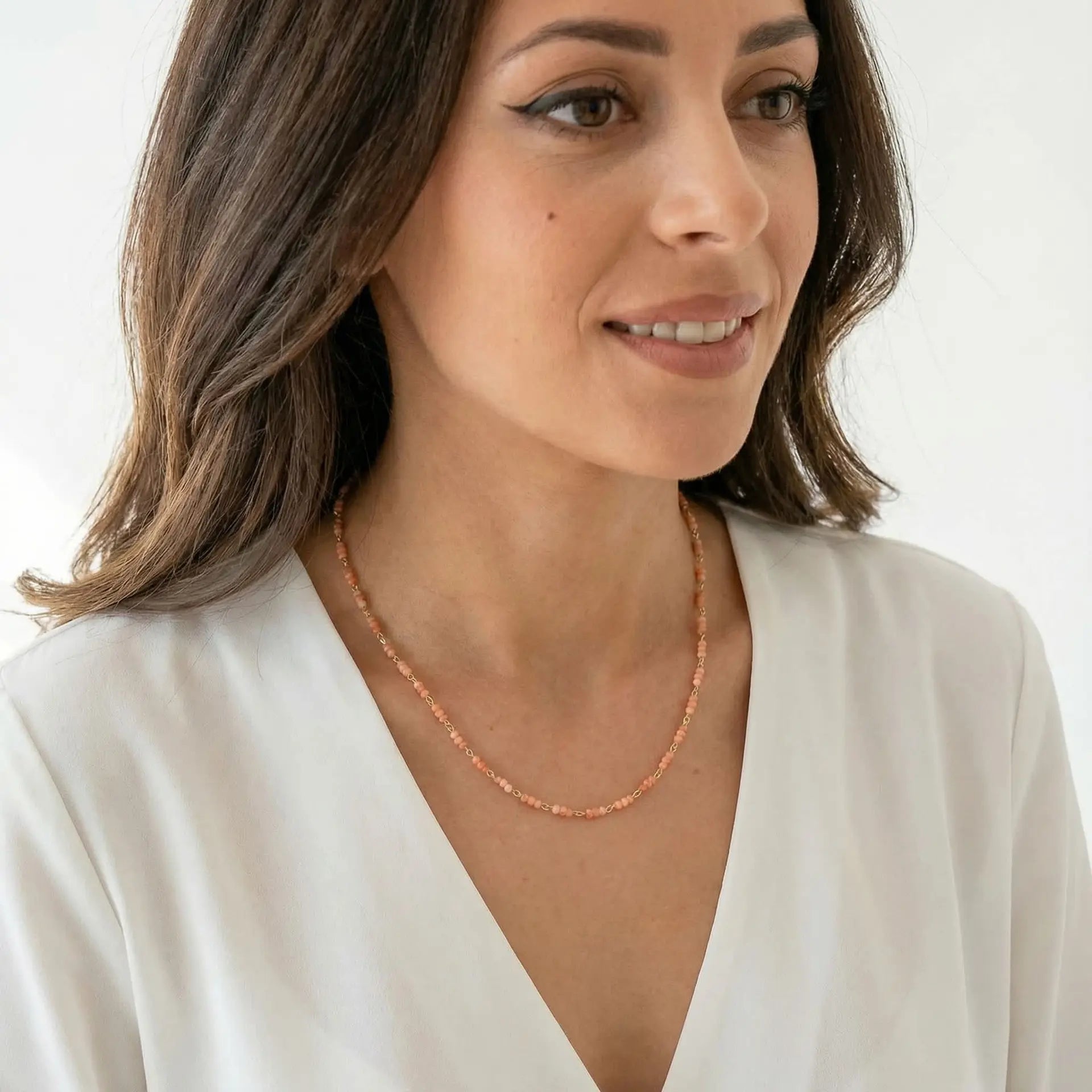 Tiny Coral Station Necklace - Marina Korneev