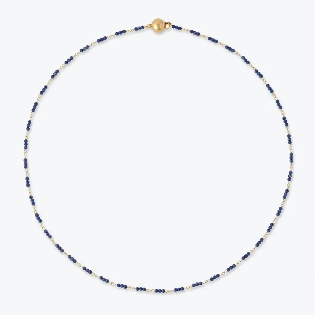 Tiny Lapis Lazuli Beads Gold Chain Station Necklace - Marina Korneev