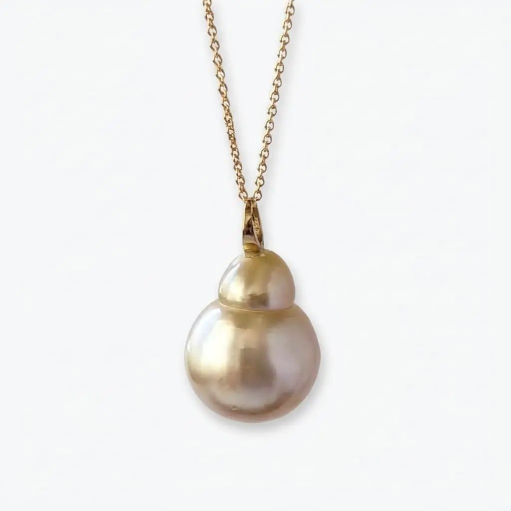 11 - 12mm Baroque Golden South Sea Pearl Pendant - Marina Korneev