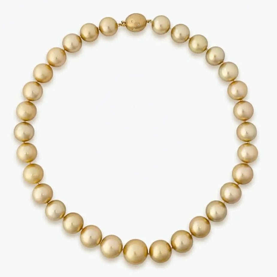 12 - 16mm Golden South Sea Pearl Necklace - Marina Korneev