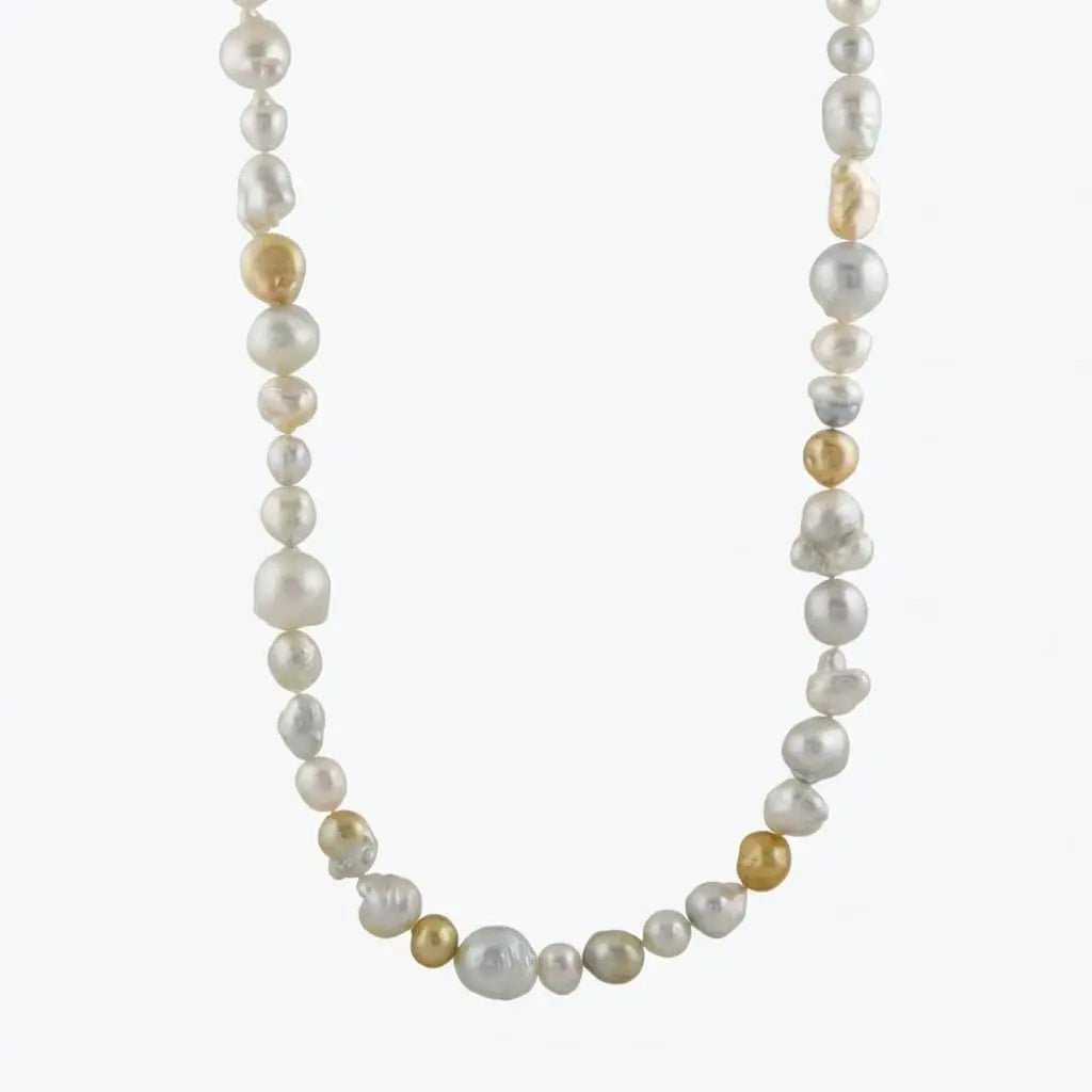 9 - 19mm Harvest Strand: White &amp; Golden South Sea Pearl Necklace - Marina Korneev