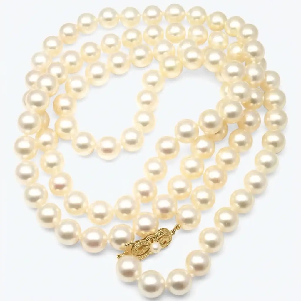 7.0 - 7.5mm Classic Genuine Mikimoto White Long Akoya Pearl Necklace - Marina Korneev