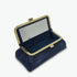 Blue Black Genuine Deerskin Jewelry Travel Bag front view opened