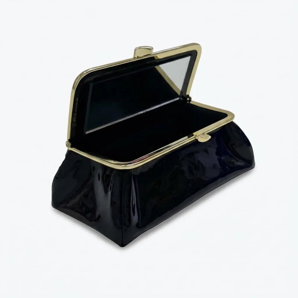 Laquered Black Smooth Genuine Leather Travel Bag - Marina Korneev