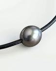 9 - 11mm Tahitian Pearl and Leather Cord Adjustable Bracelet - Marina Korneev
