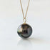 13 - 14mm Green Round Tahitian Pearl Pendant Elegant Pendants by Marina Korneev