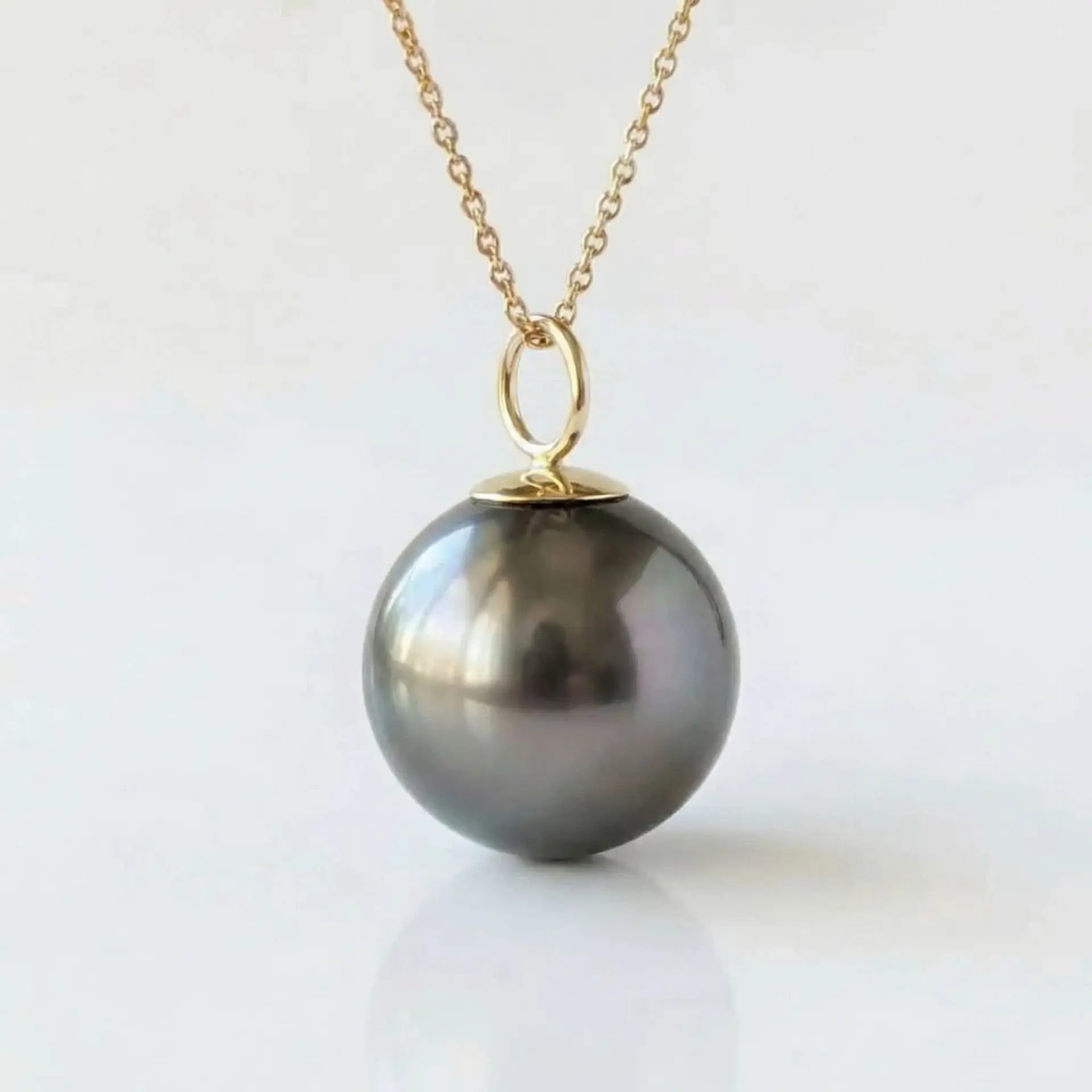 12 - 13mm Olive Round Tahitian Pearl Pendant Elegant Pendants by Marina Korneev