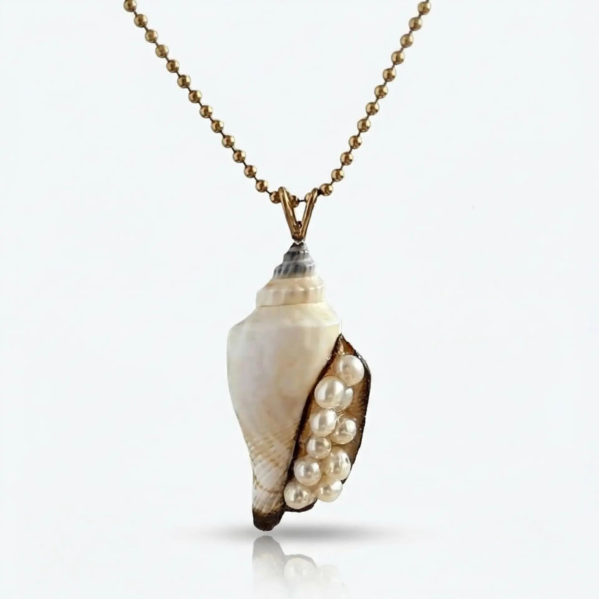 3.5 - 4.0mm Freshwater Pearl and Shell Pendant Elegant Pendants by Marina Korneev