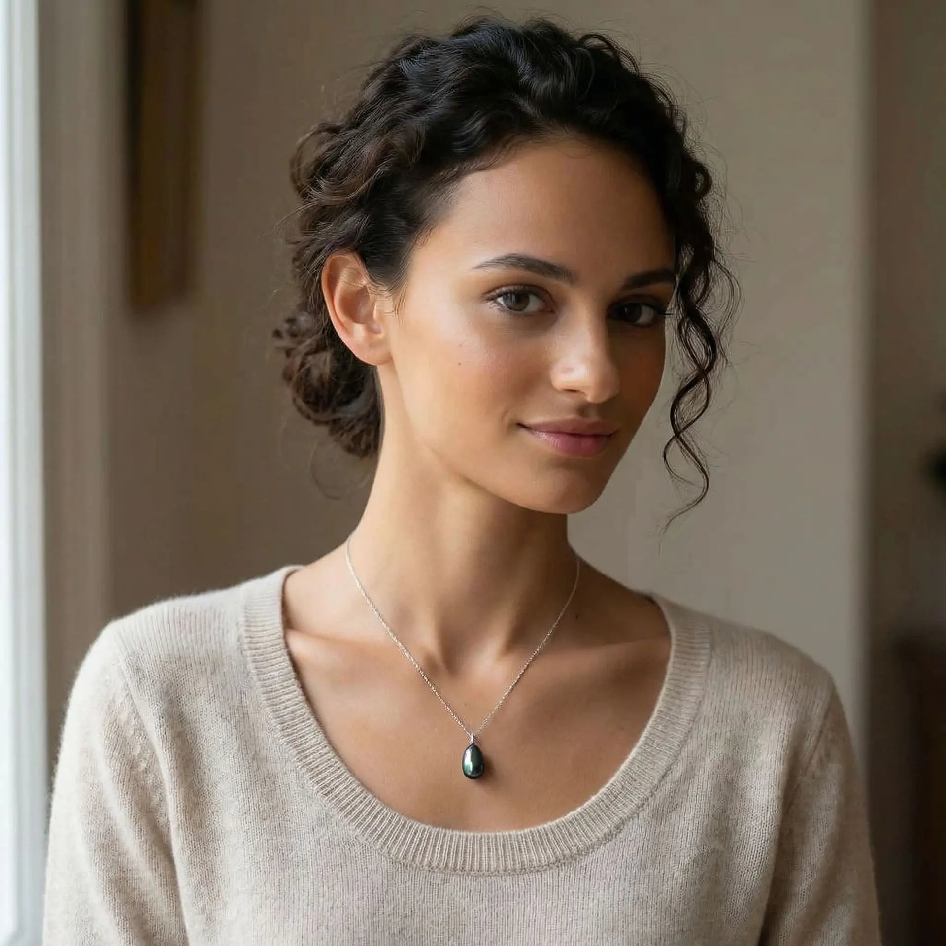 11 - 12mm Long Tahitian Pearl Pendant Elegant Pendants by Marina Korneev