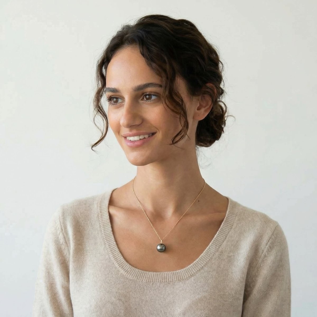 12 - 13mm Olive Round Tahitian Pearl Pendant Elegant Pendants by Marina Korneev