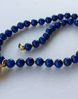 Golden South Sea Pearl and Lapis Lazuli Necklace 14K Yellow Gold Marina Pearls