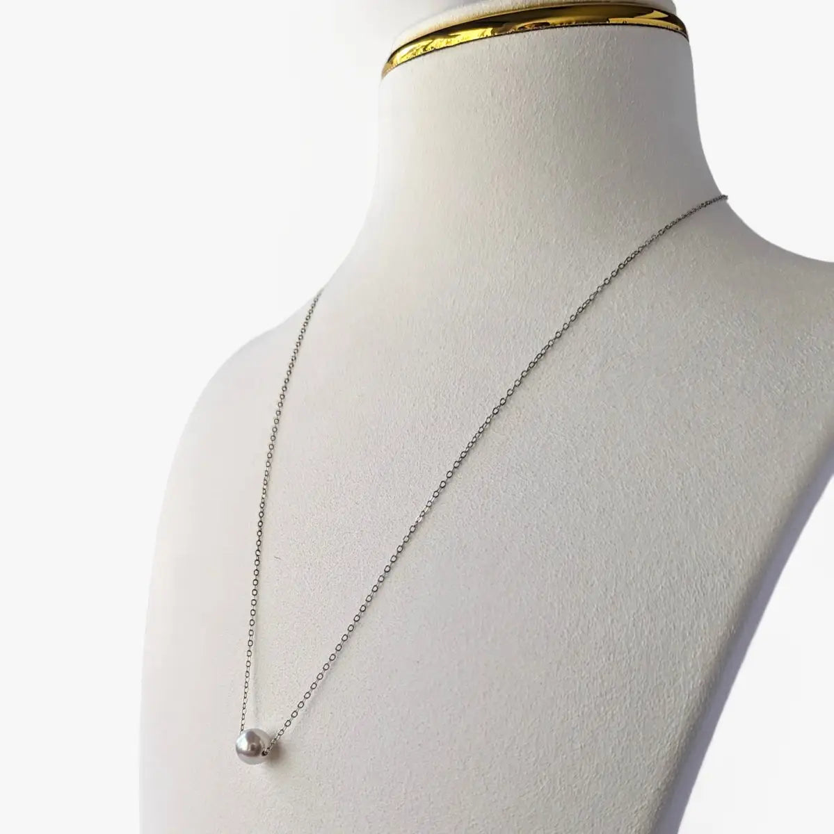 7.5 - 8.0mm White Akoya Solitaire Cable Chain Necklace - Marina Korneev