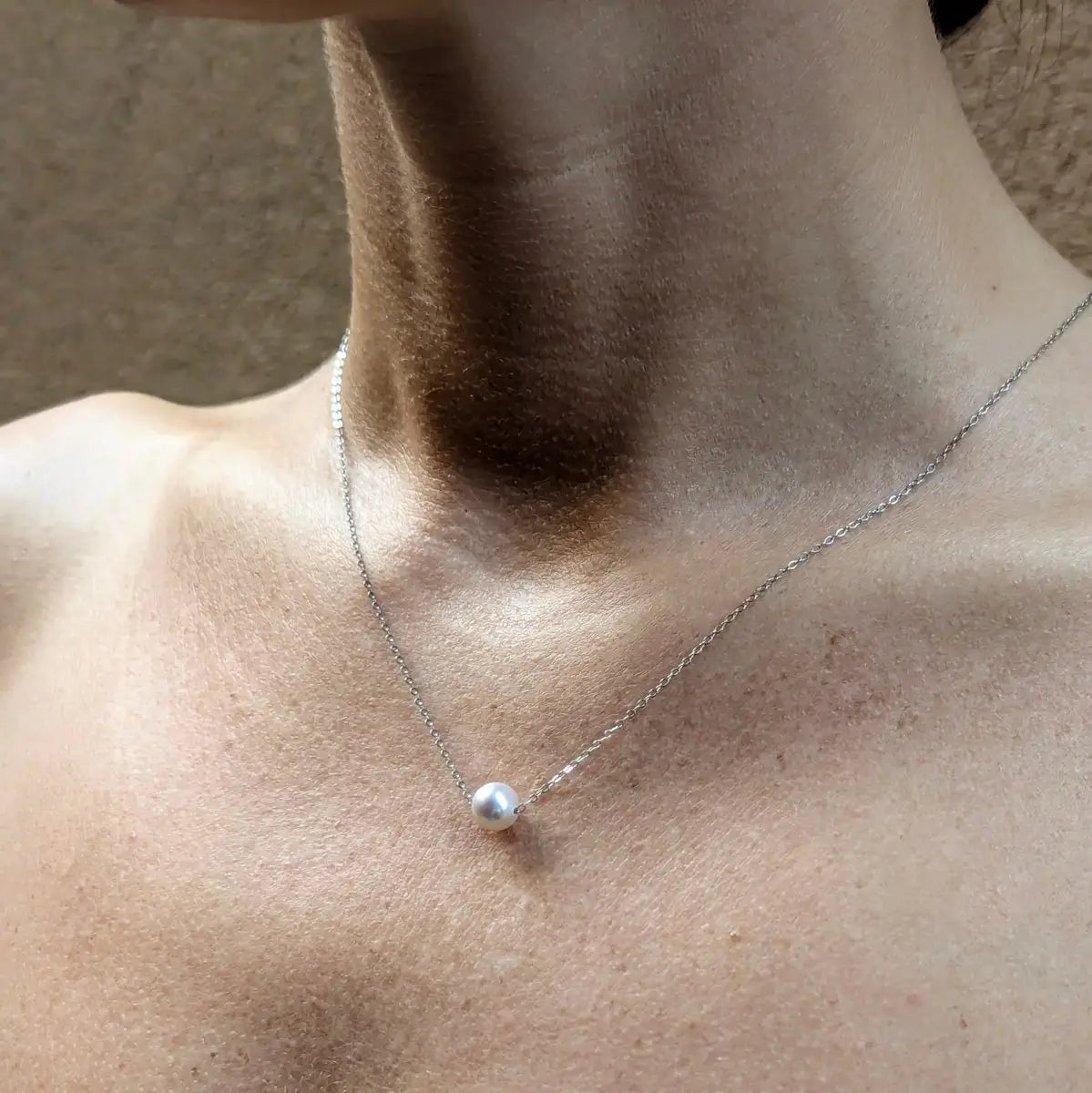 Japanese Akoya Pearl Solitaire Chain Necklace