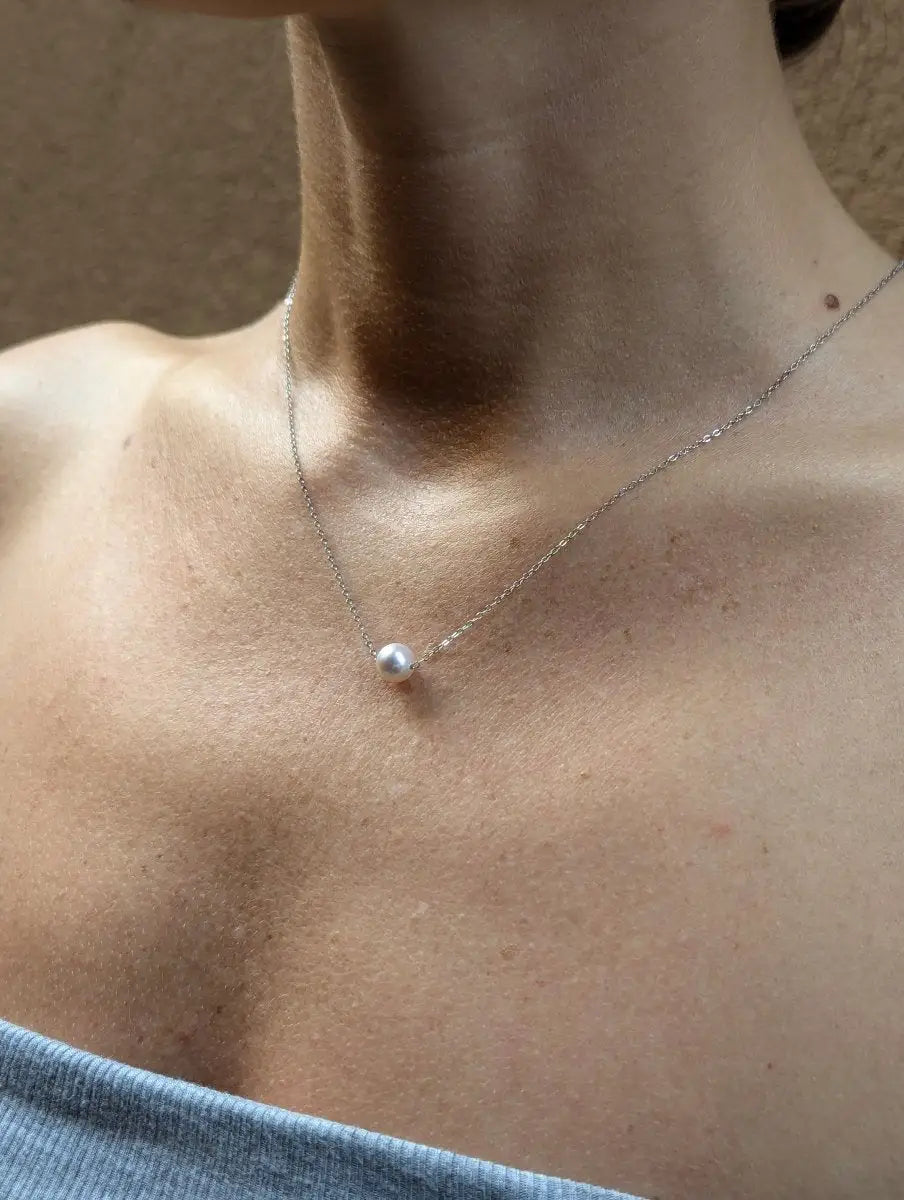 Japanese Akoya Pearl Solitaire Chain Necklace