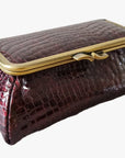 Shiny Burgundy Croc Belly Genuine Leather Travel Bag - Marina Korneev Fine Pearls