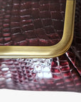 Shiny Burgundy Croc Belly Genuine Leather Travel Bag - Marina Korneev Fine Pearls