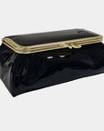 Laquered Black Smooth Genuine Leather Travel Bag