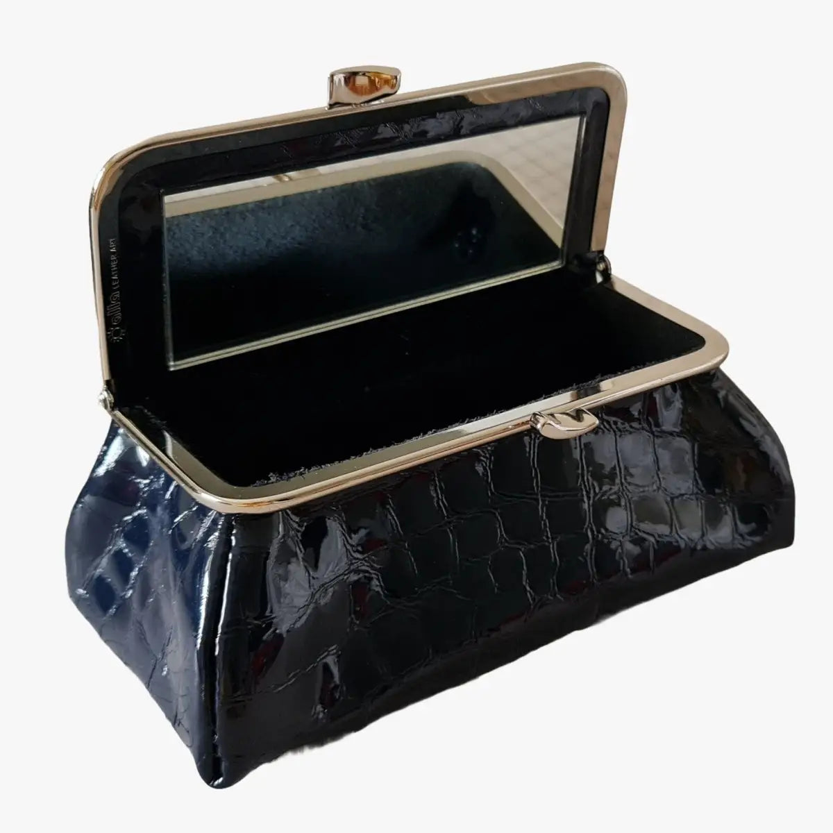 Shiny Blue Croc Genuine Leather Travel Bag - Marina Korneev Fine Pearls