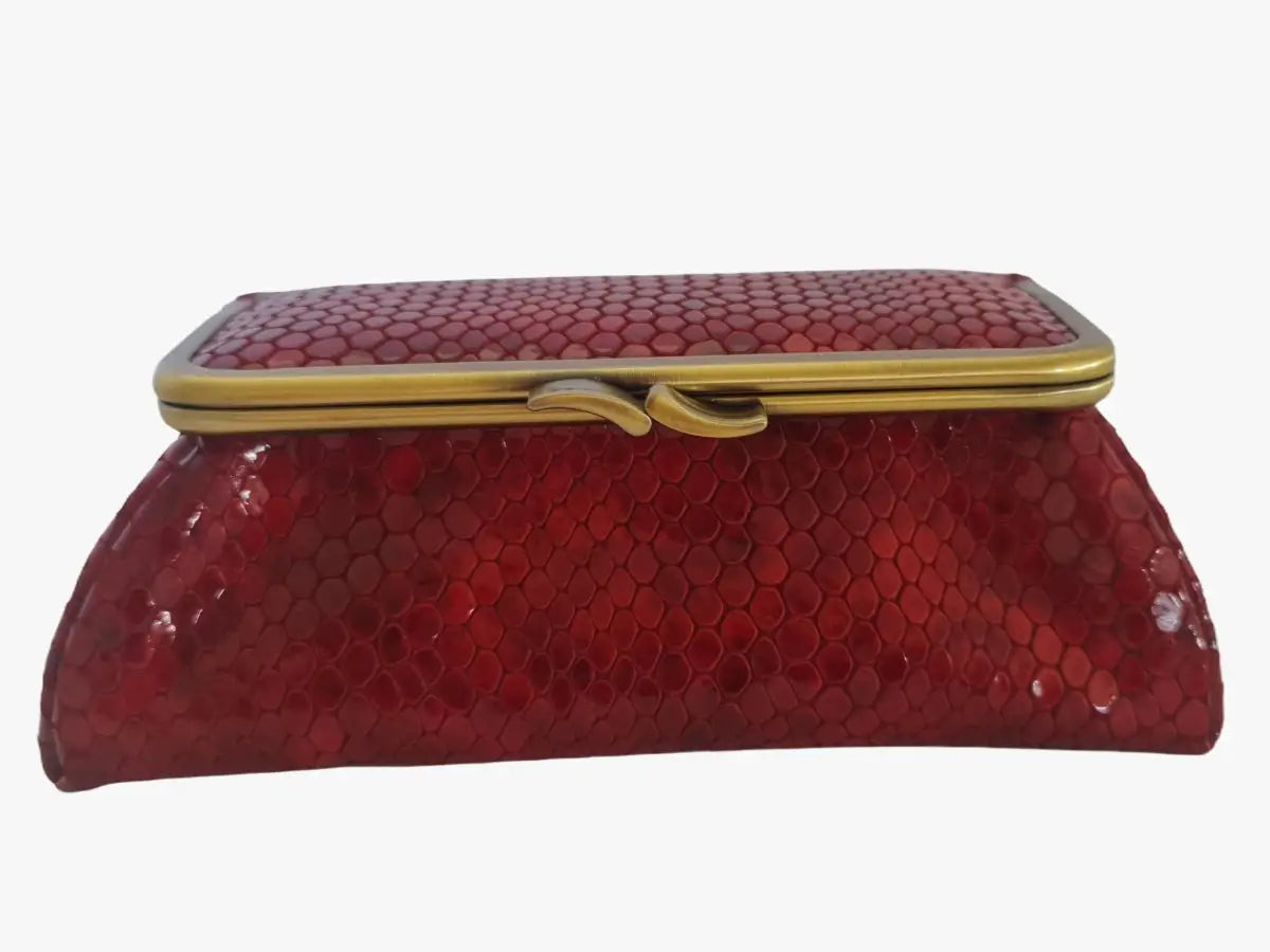 Laquered Red Snake Genuine Leather Travel Bag - Marina Korneev