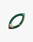 a green and gold ring on a white background