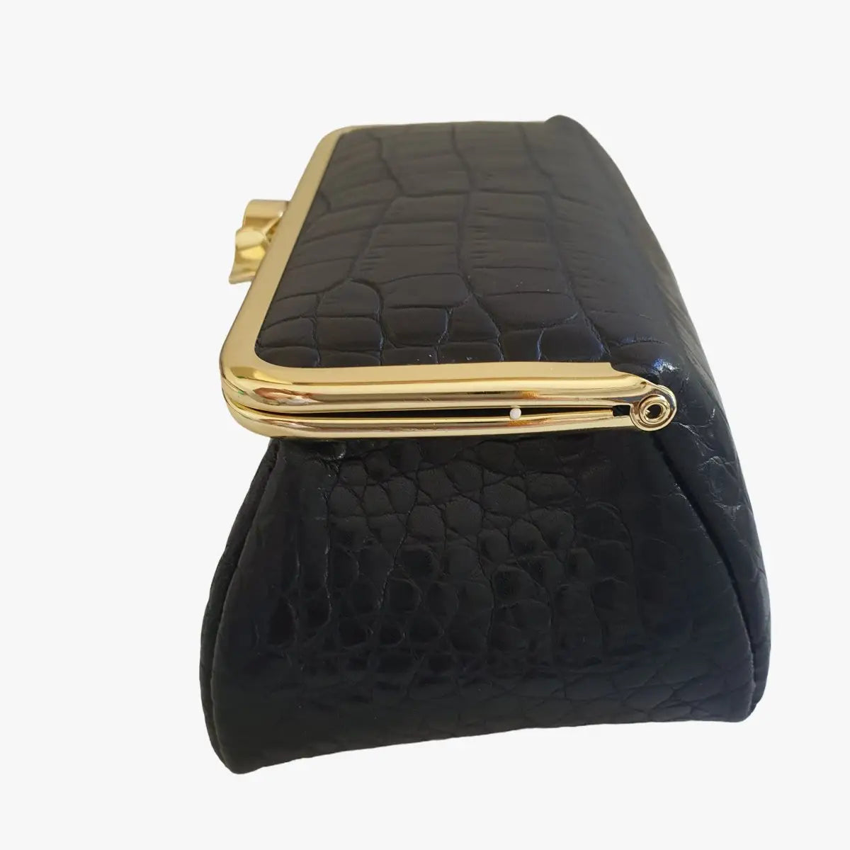 Matte Black Croc Genuine Leather Travel Bag - Marina Korneev