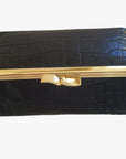 Matte Black Croc Genuine Leather Travel Bag - Marina Korneev