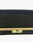 Matte Black Croc Genuine Leather Travel Bag - Marina Korneev