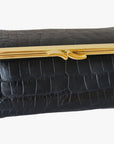 Matte Black Croc Genuine Leather Travel Bag - Marina Korneev