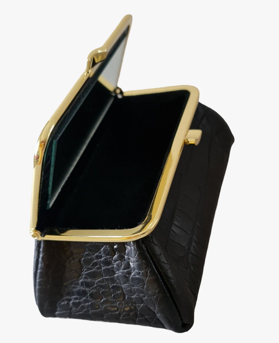 Matte Black Croc Genuine Leather Travel Bag - Marina Korneev