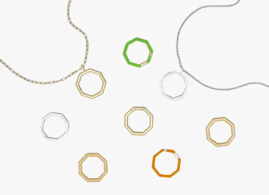 Octagon-Shaped Carabiner Clasp Charm - Marina Korneev