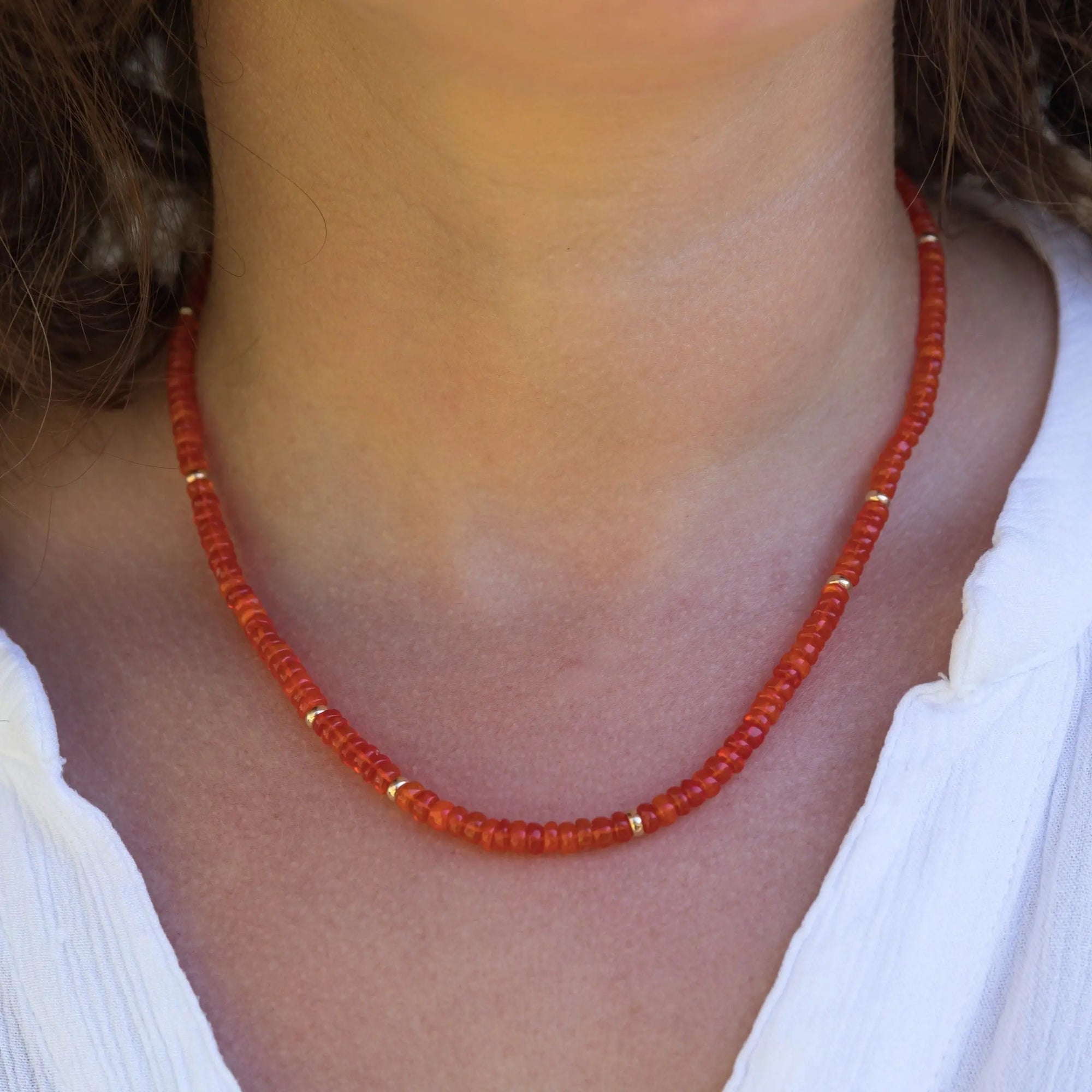 Orange Ethiopian Opal Necklace - Marina Korneev Fine Pearls