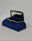 Royal Blue Handmade Genuine Leather Travel Bag - Cosmetic Bag