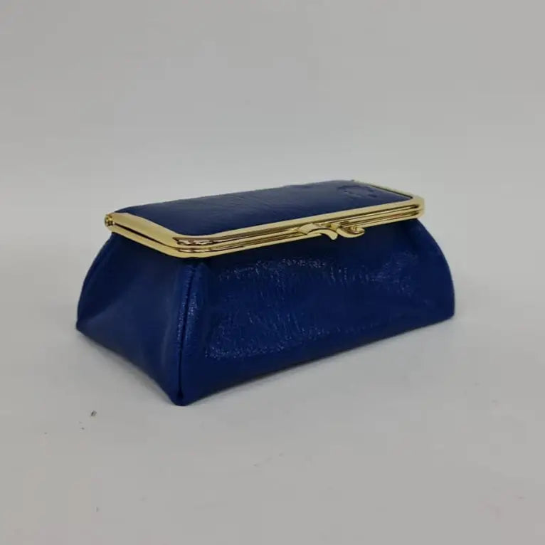 Royal Blue Handmade Genuine Leather Travel Bag - Cosmetic Bag