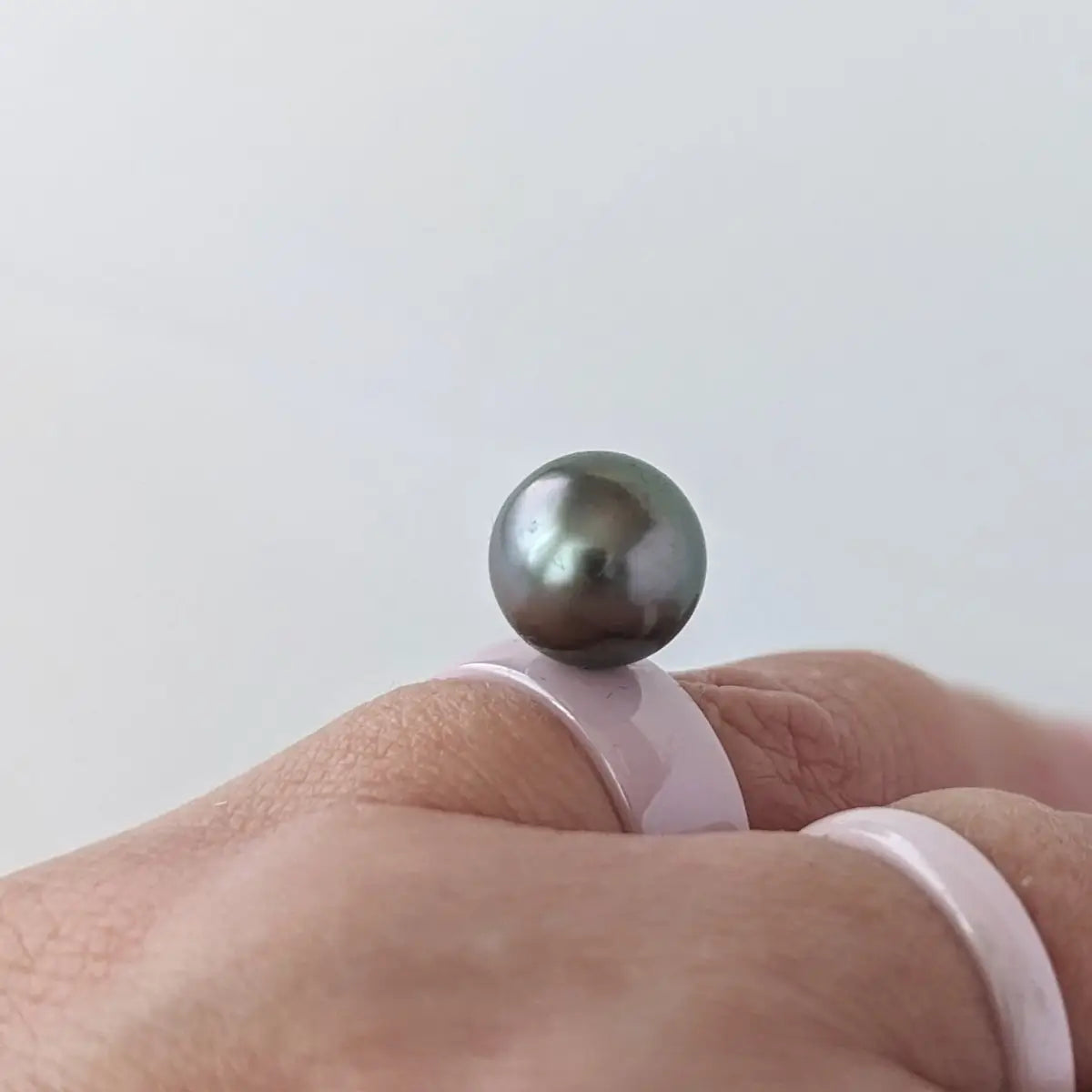 Tahitian Pearl and Ceramic Ring - Marina Korneev Fine Pearls