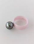 Tahitian Pearl and Ceramic Ring - Marina Korneev Fine Pearls