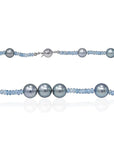 Tahitian Pearl with Natural Aquamarine Necklace Chain Marina Pearls