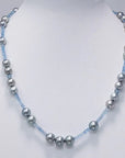 Tahitian Pearl with Natural Aquamarine Necklace Chain Marina Pearls