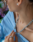 Tahitian Pearl with Natural Aquamarine Necklace Chain Marina Pearls