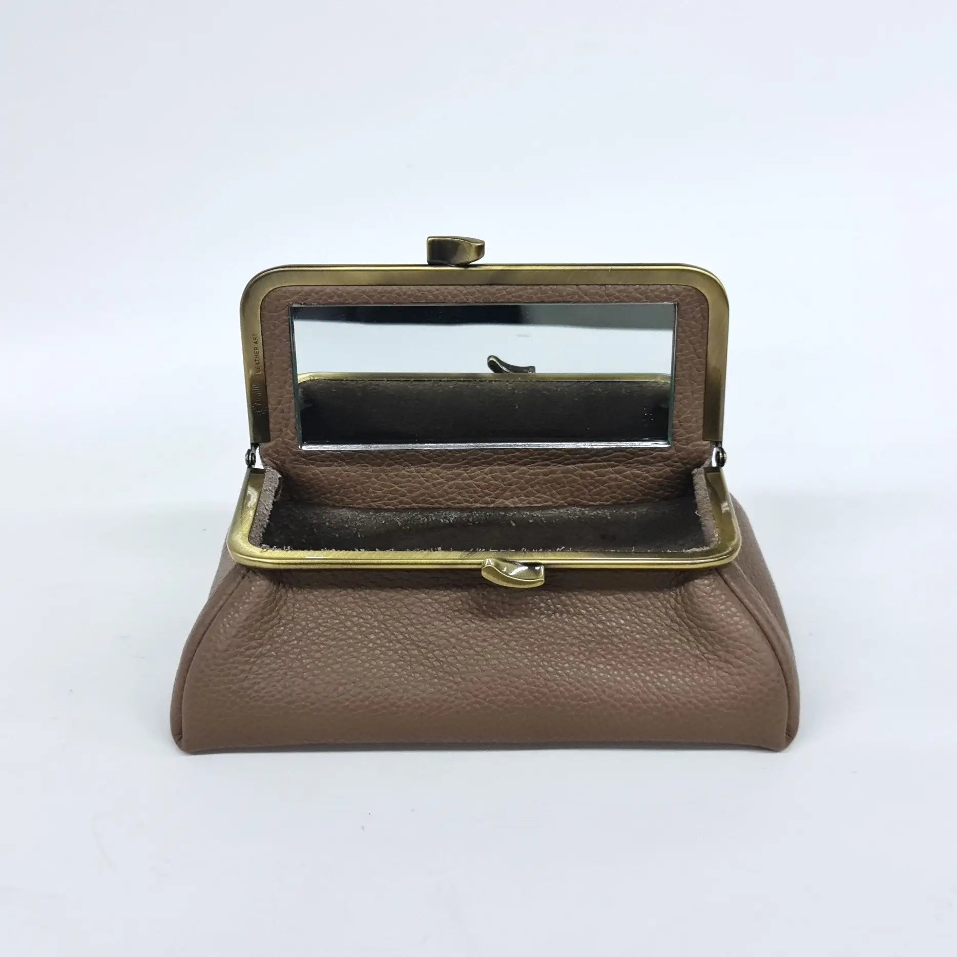 Taupe Handmade Genuine Leather Travel Bag - Cosmetic Bag