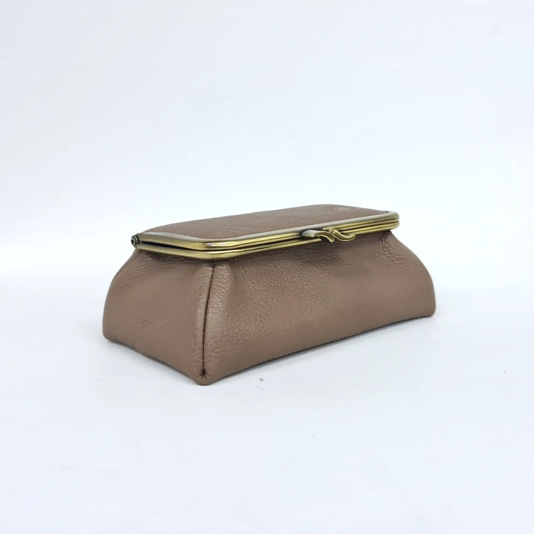 Taupe Handmade Genuine Leather Travel Bag - Cosmetic Bag