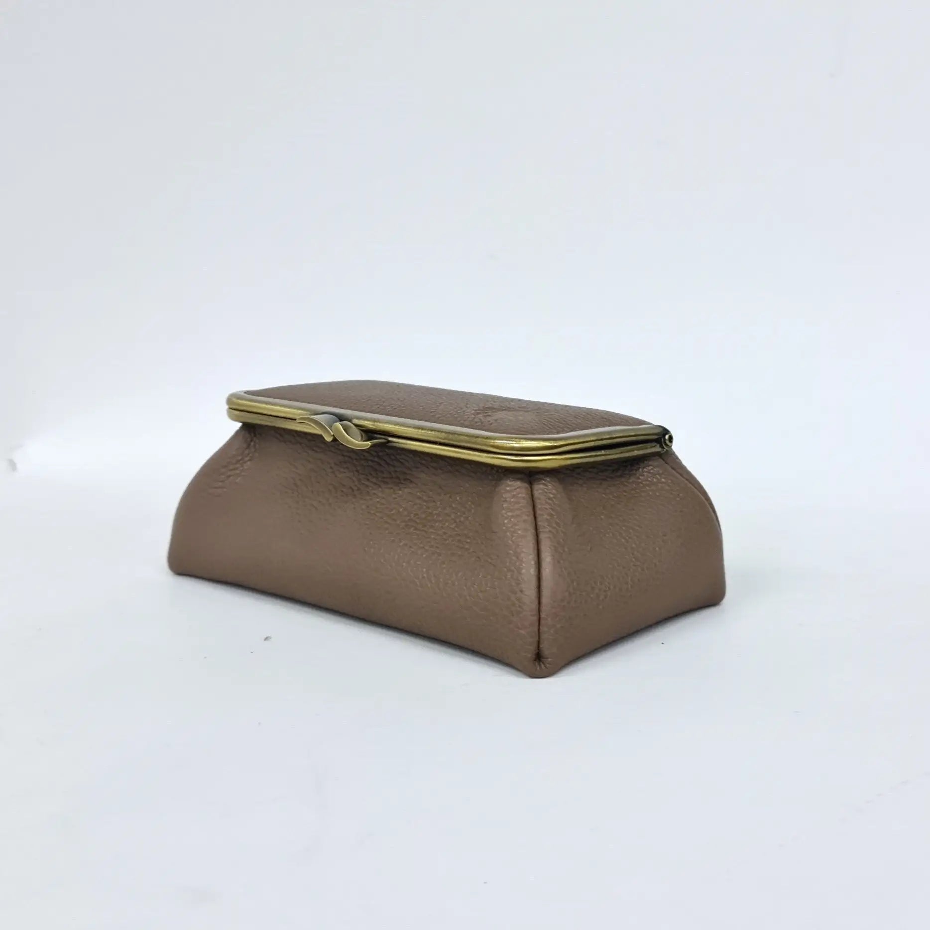 Taupe Handmade Genuine Leather Travel Bag - Cosmetic Bag